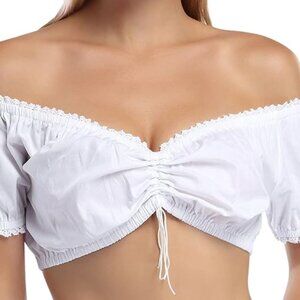 Dirndl Blouse for Oktoberfest – New, white, Off-the-shoulder